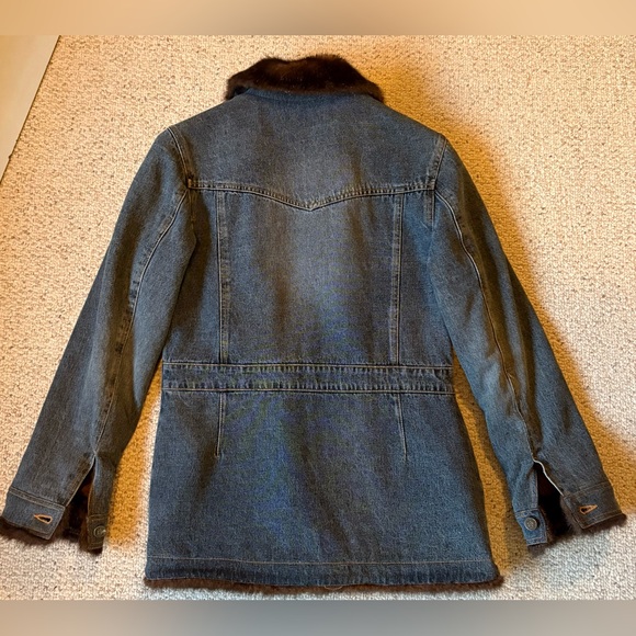 VINTAGE 80’s Marvin Richard’s Classic Denim Jacket w Faux Mink Fur Lining - Picture 10 of 16